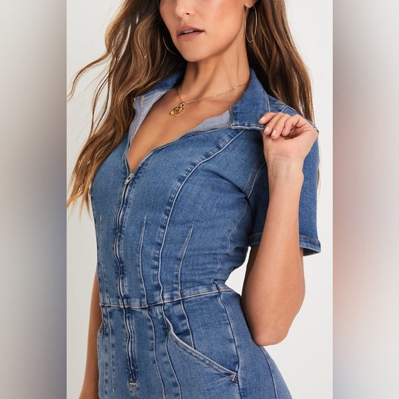 *NWOT* We The Free Jayde Flare Jumpsuit in Sunburst Blue - Picture 6 of 6